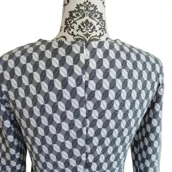 & Other Stories Dress Quilted Long Sleeves Grey White Jacquard Print Women's 10 - Picture 7 of 14